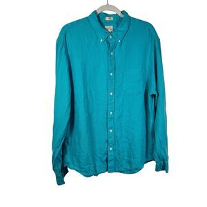 Men's 100% Linen J. Crew Baird McNutt Teal Button-Down Shirt